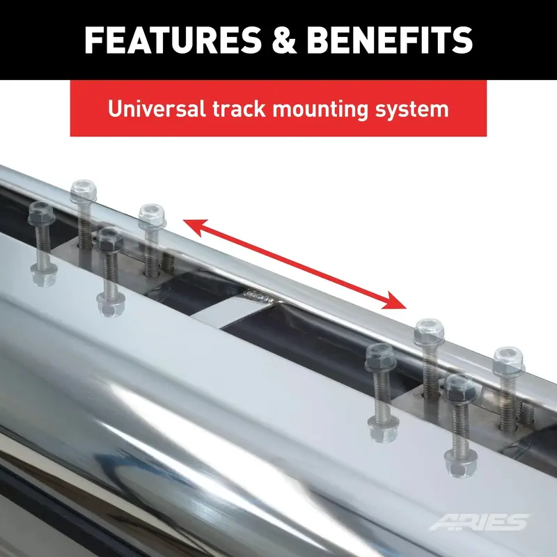 Aries S2885 Polished Stainless Steel Oval Side Bars – 6 X 85 Inch, Bracket-Free Installation 1