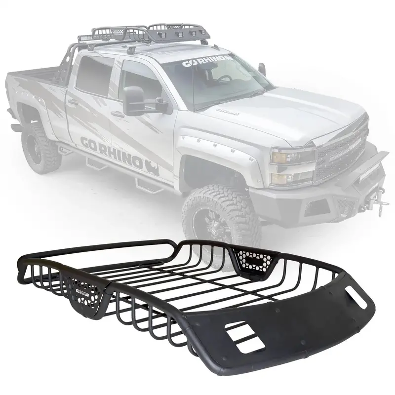 Go Rhino 59027T Sr20 Roof Rack – Tubular Steel System With Dual Light Mount Openings (60" Long) 1