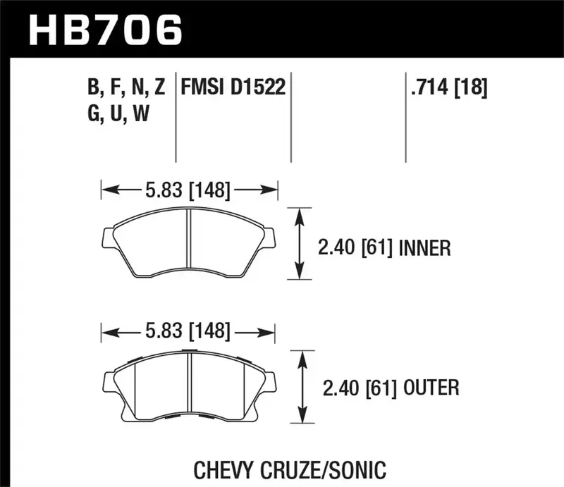 Hawk Performance Dtc-70 Race-Inspired Brake Pads – 0.714" Thickness, Part Hb706U.714 1