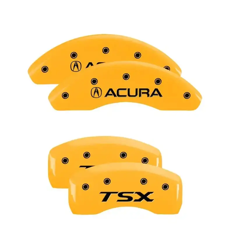 Mgp Engraved Caliper Covers For Acura Tsx – Front & Rear, Yellow Accent On Black 1