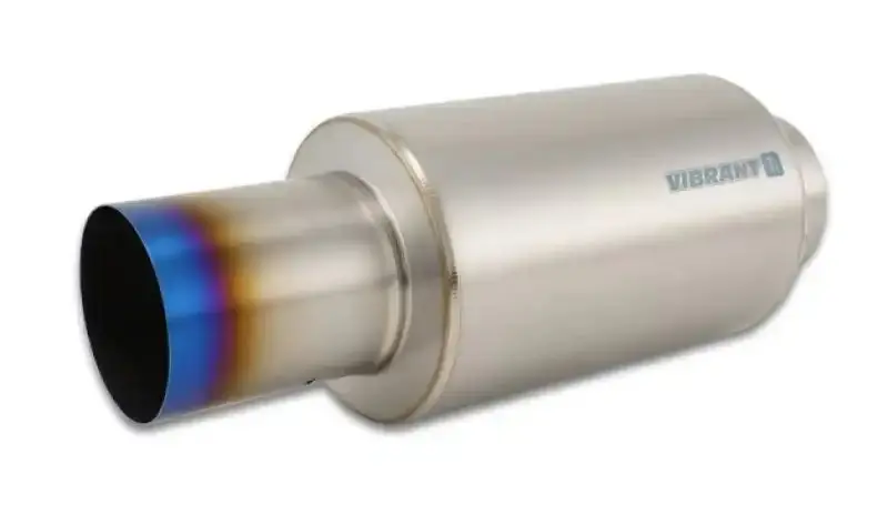 Vibrant Performance Titanium Exhaust Muffler – 4-Inch Straight-Cut Burnt-Tip Inlet & Outlet 1